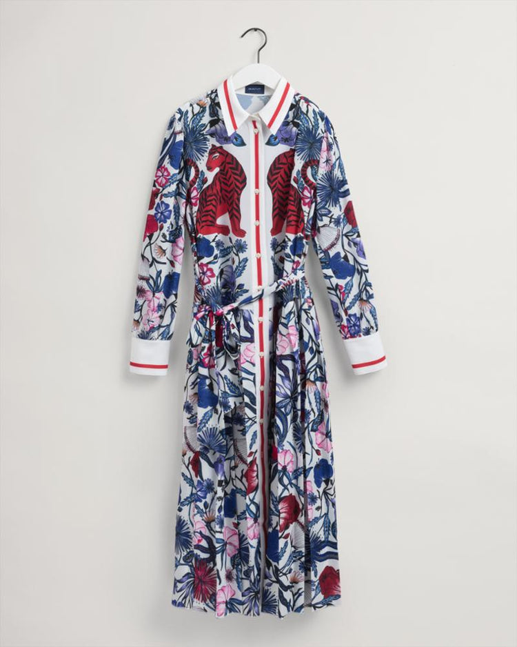 Gant Apparel Womens TIGER FLOWER PLEATED DRESS 113/EGGSHELL