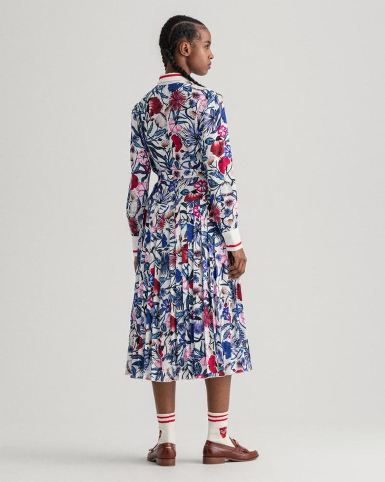 Gant Apparel Womens TIGER FLOWER PLEATED DRESS 113/EGGSHELL