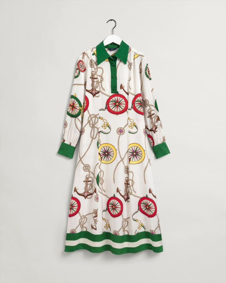 Gant Apparel Womens SAILING PRINT DRESS 130/CREAM