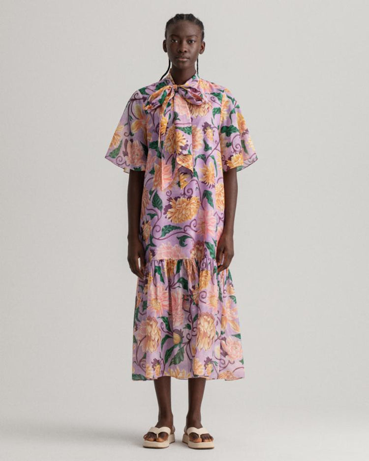 Gant Apparel Womens DAHLIA PRINT COTTON SILK DRESS 519/CROCUS PURPLE