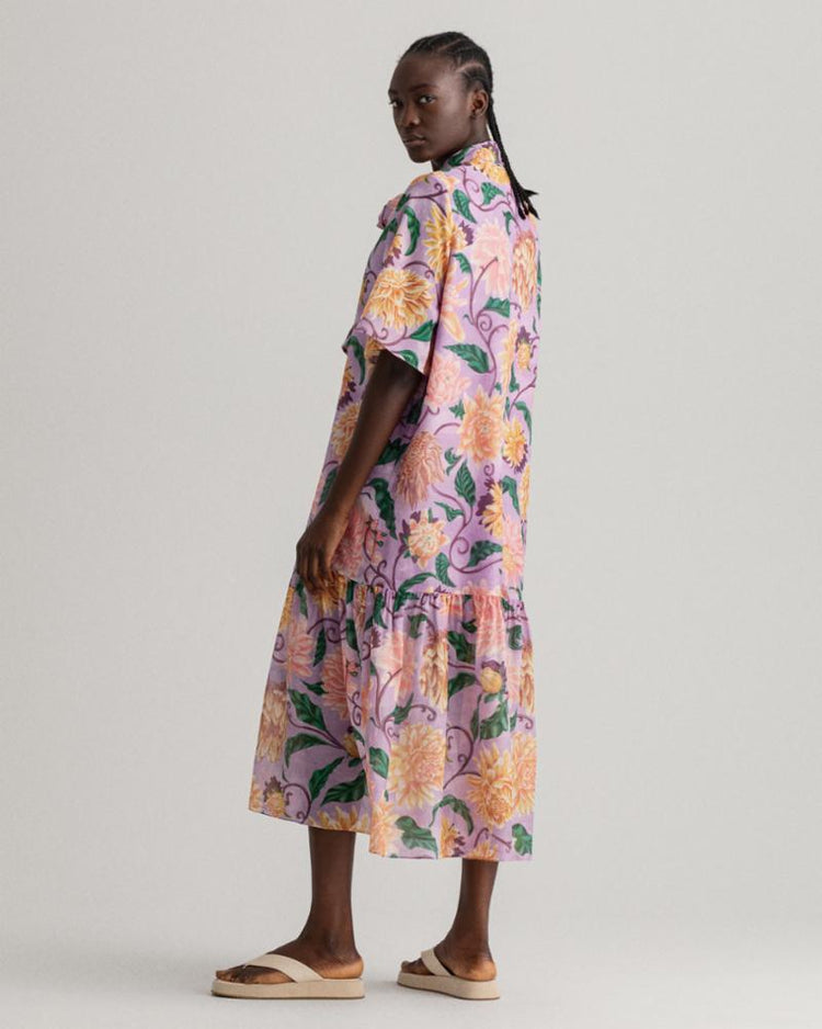 Gant Apparel Womens DAHLIA PRINT COTTON SILK DRESS 519/CROCUS PURPLE