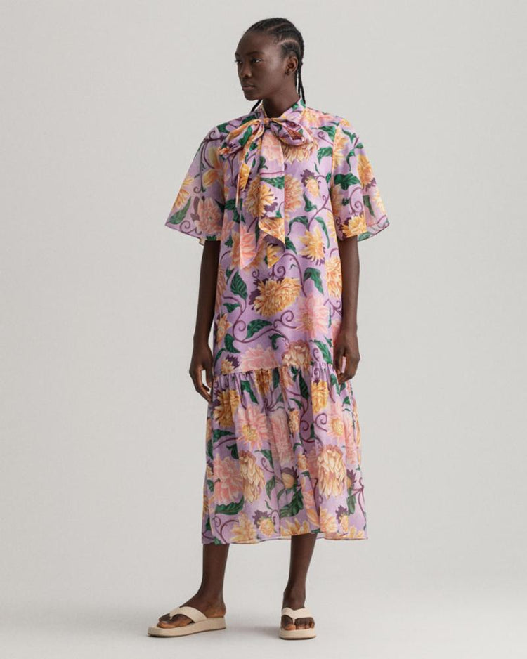 Gant Apparel Womens DAHLIA PRINT COTTON SILK DRESS 519/CROCUS PURPLE