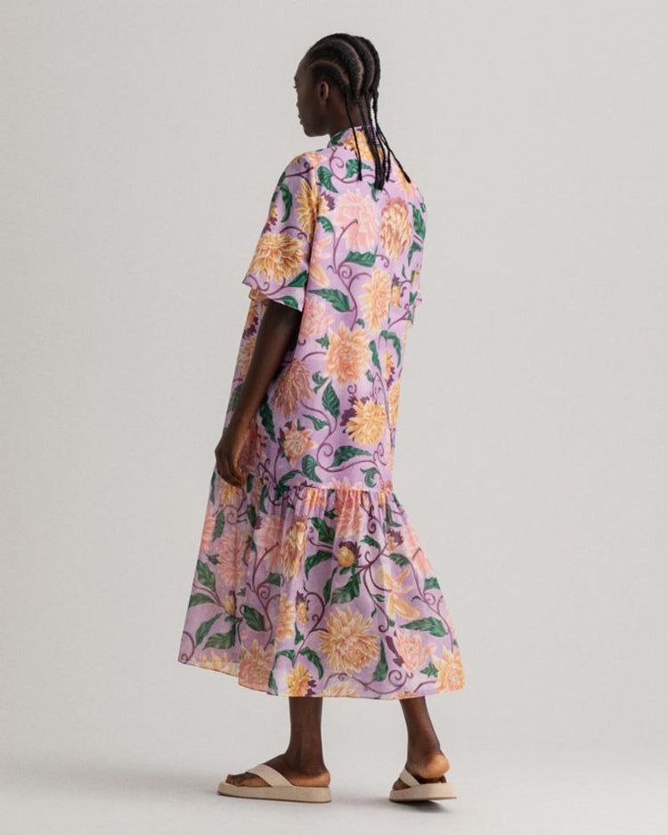 Gant Apparel Womens DAHLIA PRINT COTTON SILK DRESS 519/CROCUS PURPLE