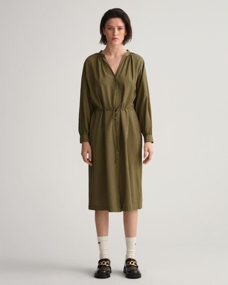 Gant Apparel Womens STAND COLLAR SHIRT DRESS 369/HUNTER GREEN