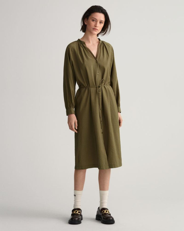 Gant Apparel Womens STAND COLLAR SHIRT DRESS 369/HUNTER GREEN