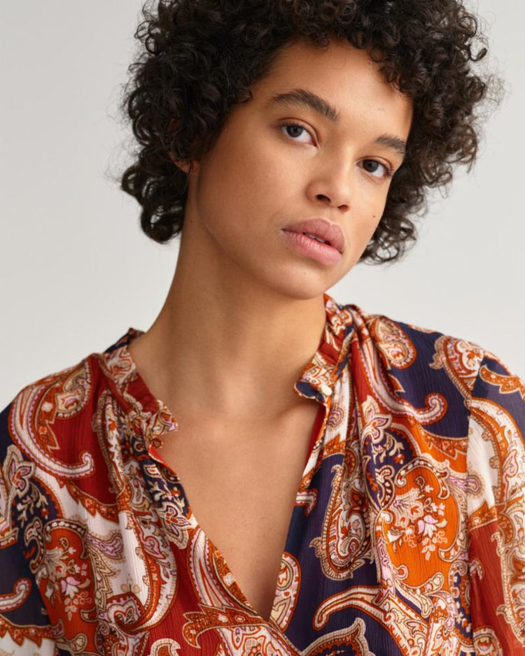 Gant Apparel Womens PAISLEY FLOUNCE MAXI DRESS 824/GOLDEN ORANGE