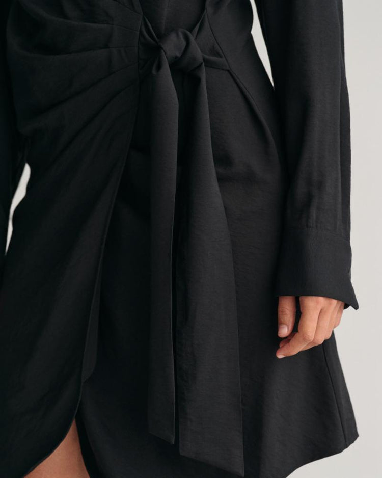 Gant Apparel Womens SLIM WRAP SHIRT DRESS 5/BLACK