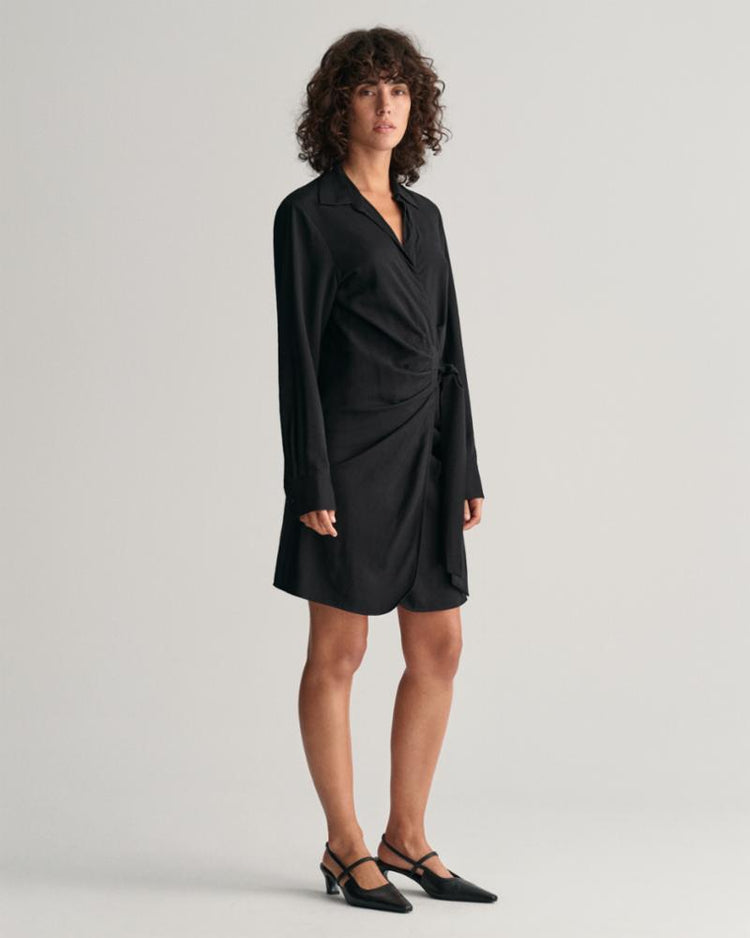 Gant Apparel Womens SLIM WRAP SHIRT DRESS 5/BLACK