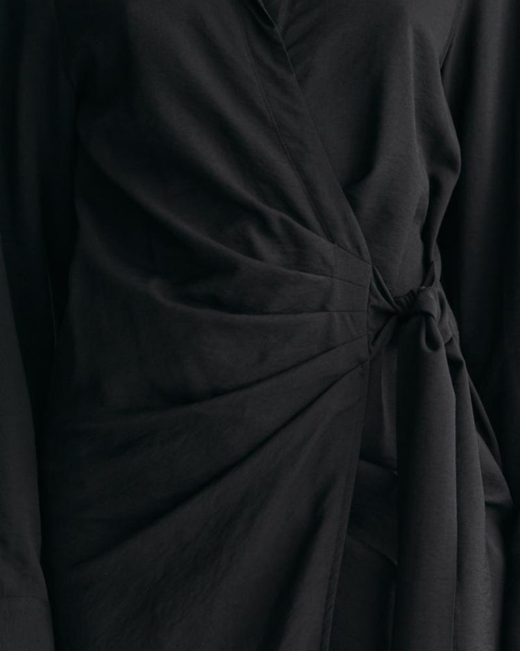 Gant Apparel Womens SLIM WRAP SHIRT DRESS 5/BLACK
