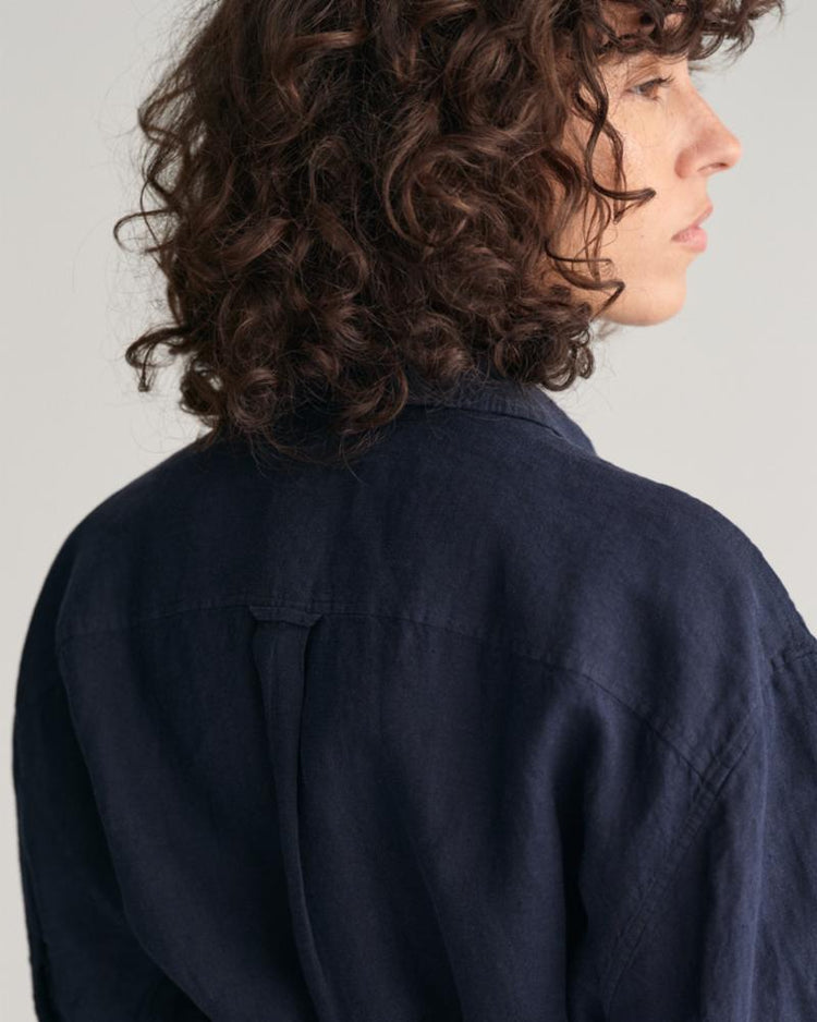 Gant Apparel Womens REL LINEN SS SHIRT DRESS 433/EVENING BLUE