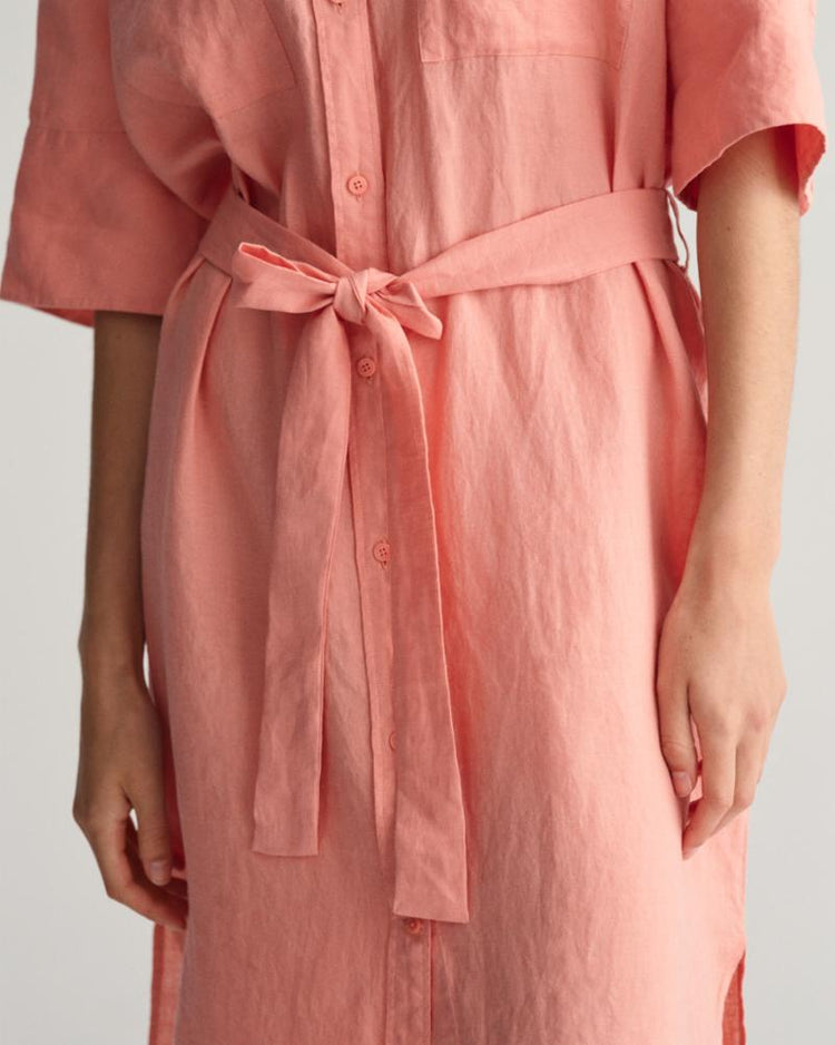 Gant Apparel Womens REL LINEN SS SHIRT DRESS 624/PEACHY PINK