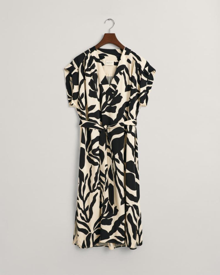 Gant Apparel Womens REL PALM PRINT SS DRESS 233/SOFT OAT