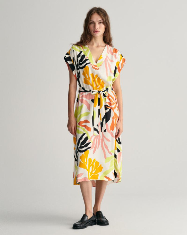 Gant Apparel Womens REL PALM PRINT SS DRESS 779/MEDAL YELLOW