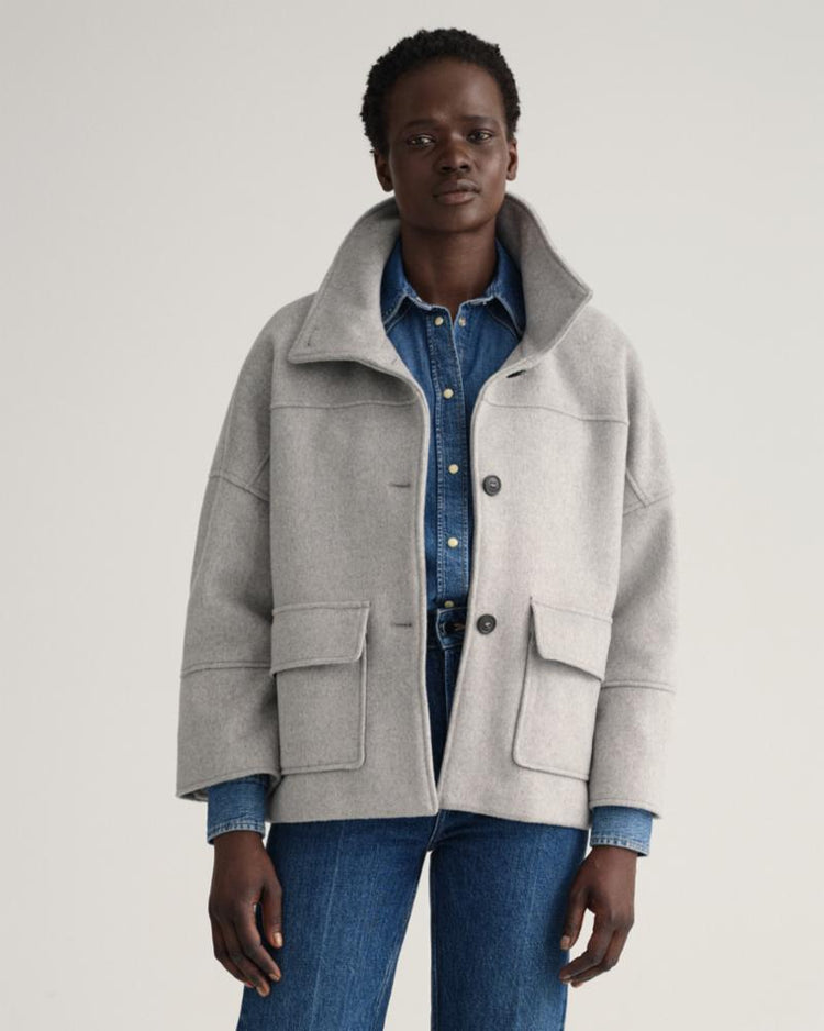 Gant Apparel Womens WOOL BLEND CROPPED JACKET 93/GREY MELANGE