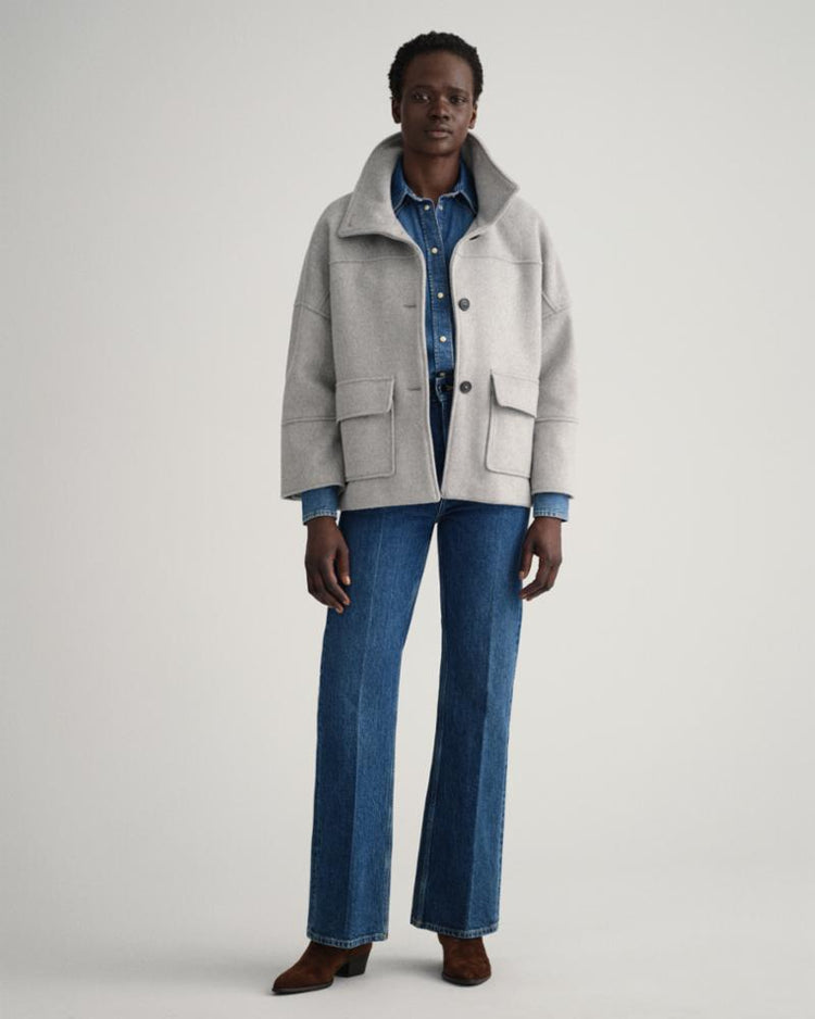 Gant Apparel Womens WOOL BLEND CROPPED JACKET 93/GREY MELANGE