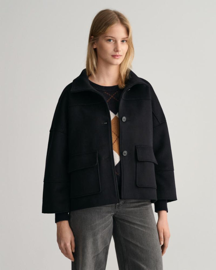 Gant Apparel Womens WOOL BLEND CROPPED JACKET 19/EBONY BLACK