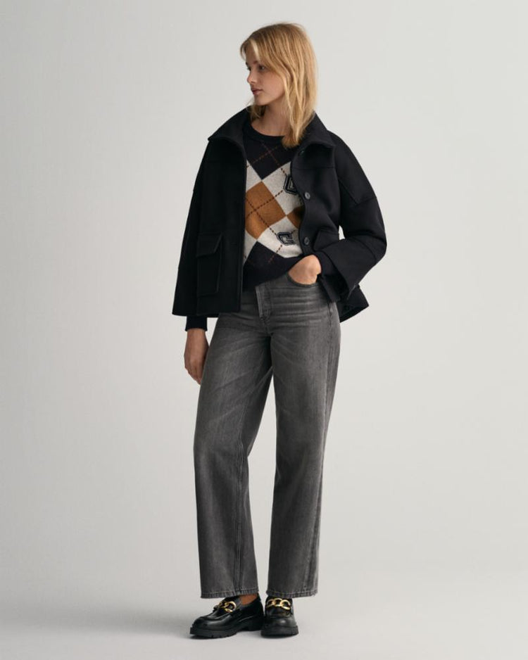 Gant Apparel Womens WOOL BLEND CROPPED JACKET 19/EBONY BLACK