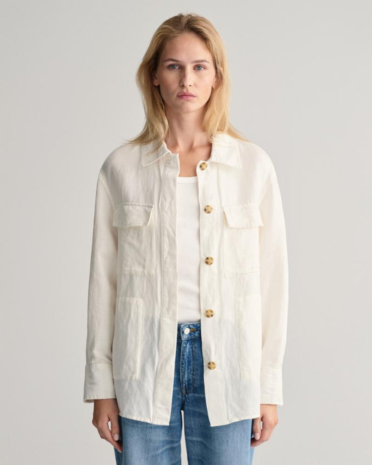 Gant Apparel Womens REL LINEN BLEND OVERSHIRT 113/EGGSHELL