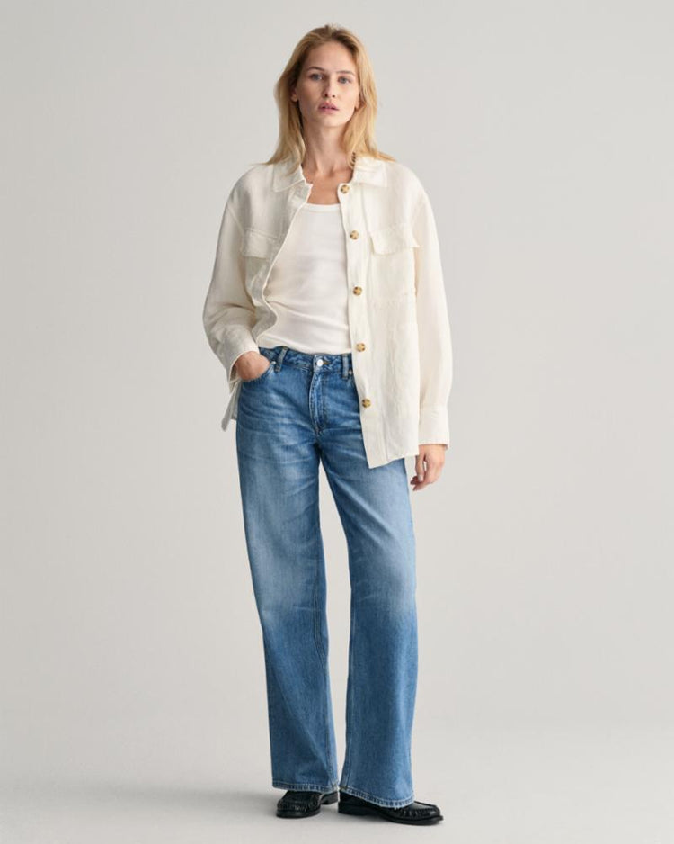 Gant Apparel Womens REL LINEN BLEND OVERSHIRT 113/EGGSHELL