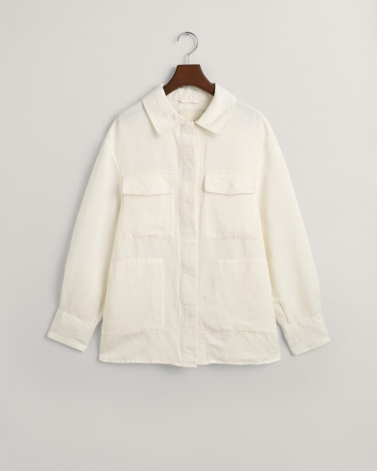 Gant Apparel Womens REL LINEN BLEND OVERSHIRT 113/EGGSHELL