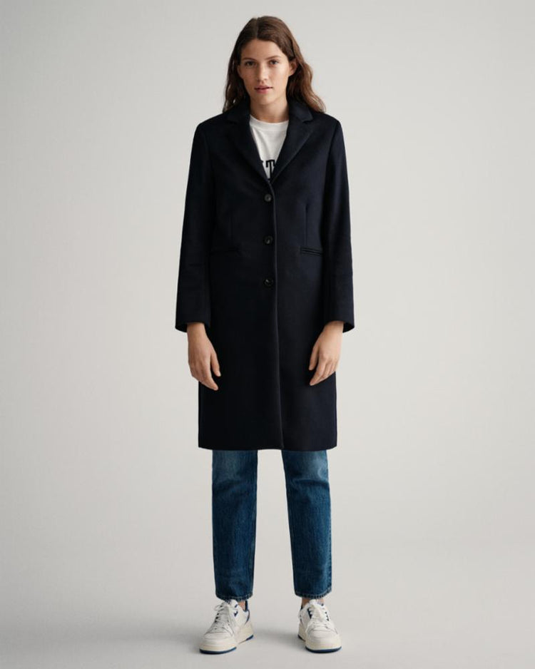 Gant Apparel Womens WOOL BLEND TAILORED COAT 433/EVENING BLUE