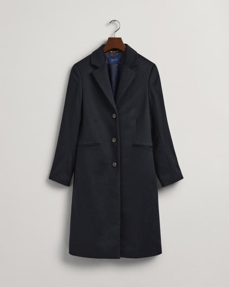 Gant Apparel Womens WOOL BLEND TAILORED COAT 433/EVENING BLUE