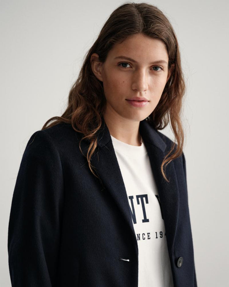 Gant Apparel Womens WOOL BLEND TAILORED COAT 433/EVENING BLUE