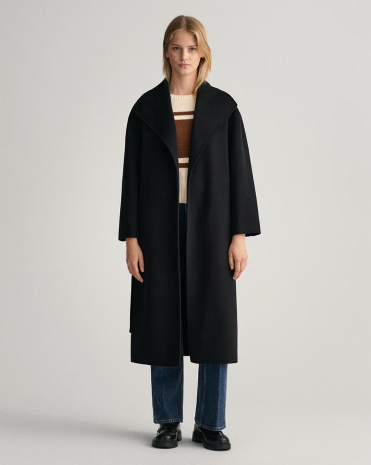 Gant Apparel Womens HANDSTITCHED BELTED COAT 19/EBONY BLACK