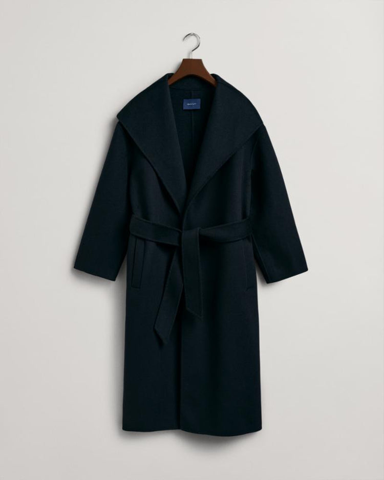 Gant Apparel Womens HANDSTITCHED BELTED COAT 19/EBONY BLACK