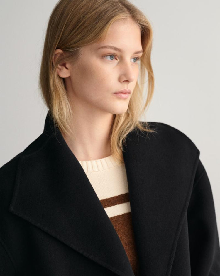 Gant Apparel Womens HANDSTITCHED BELTED COAT 19/EBONY BLACK