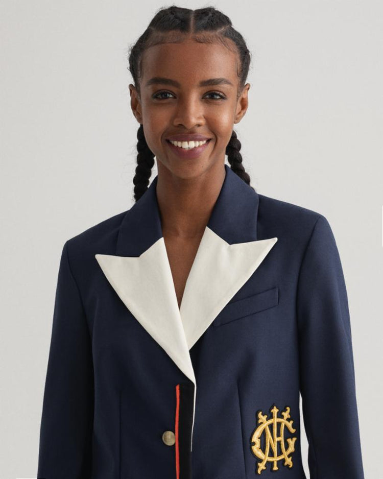 Gant Apparel Womens MONOGRAM SHAPED CLUB BLAZER 433/EVENING BLUE