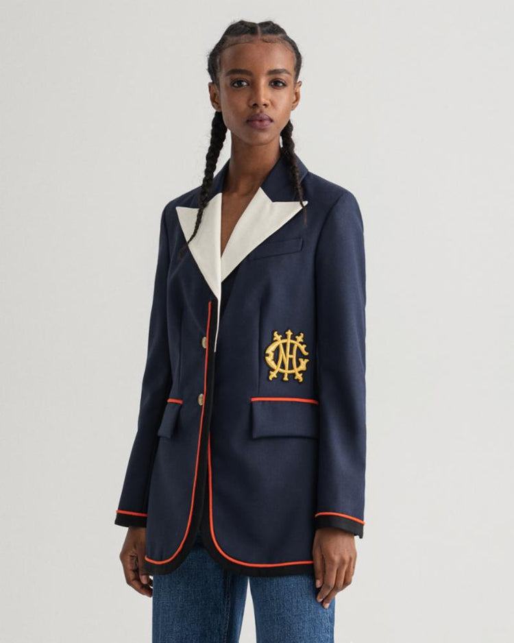 Gant Apparel Womens MONOGRAM SHAPED CLUB BLAZER 433/EVENING BLUE