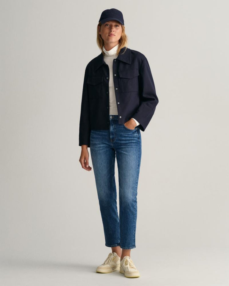 Gant Apparel Womens CROPPED BLAZER JACKET 433/EVENING BLUE