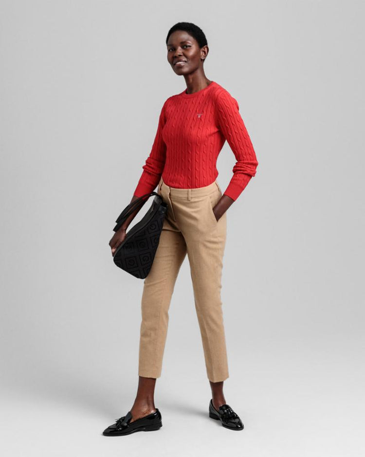 Gant Apparel Womens STRETCH COTTON CABLE C-NECK 620/BRIGHT RED