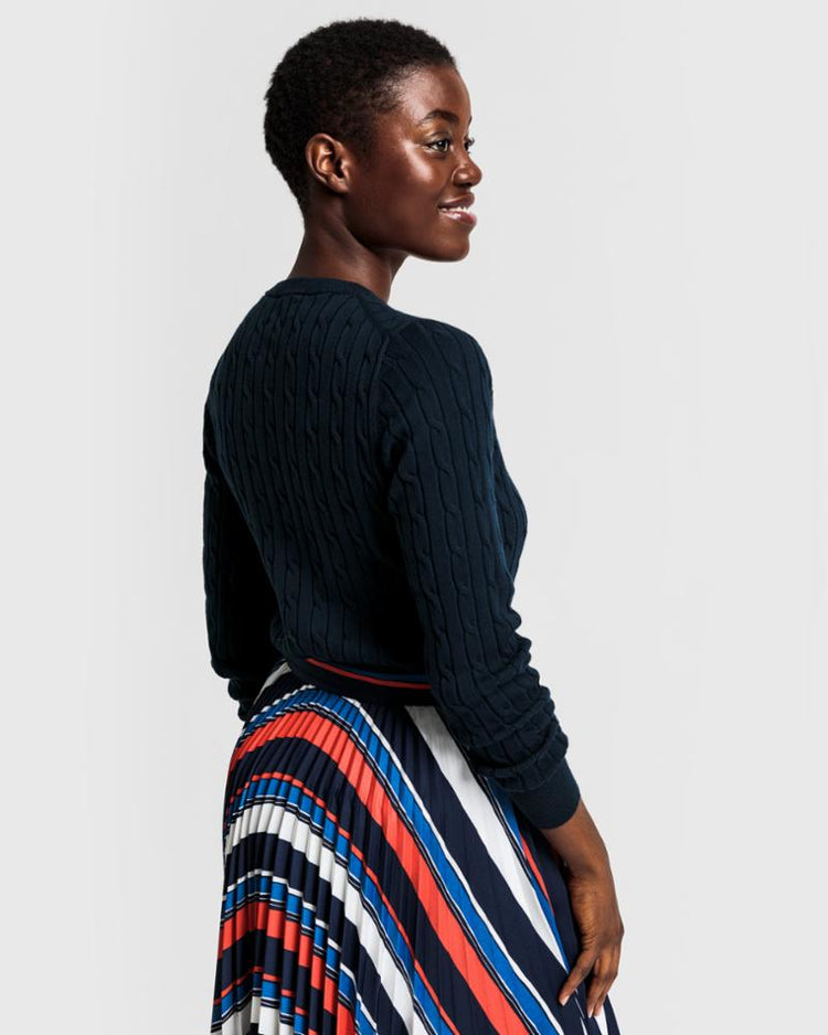 Gant Apparel Womens STRETCH COTTON CABLE C-NECK 433/EVENING BLUE