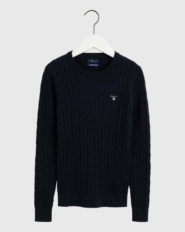 Gant Apparel Womens STRETCH COTTON CABLE C-NECK 433/EVENING BLUE