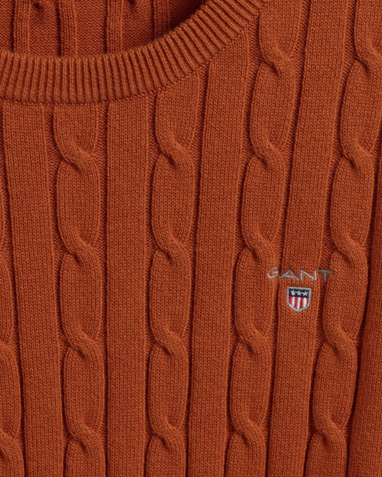 Gant Apparel Womens STRETCH COTTON CABLE C-NECK 223/SUGAR ALMOND