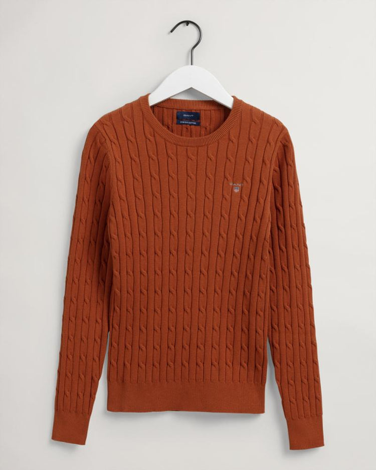 Gant Apparel Womens STRETCH COTTON CABLE C-NECK 223/SUGAR ALMOND