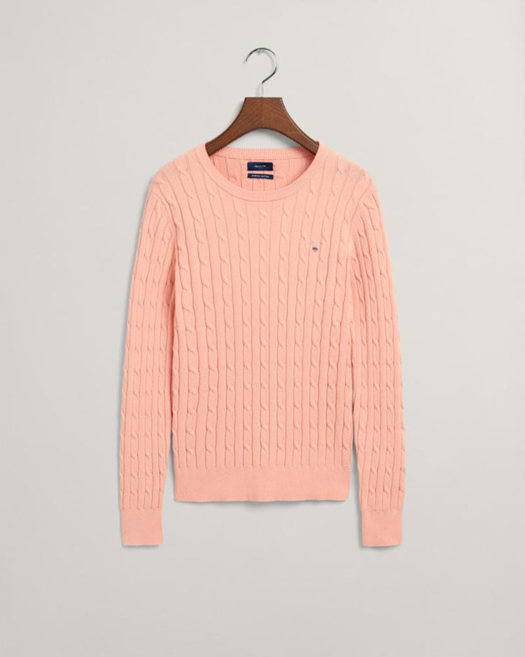 Gant Apparel Womens STRETCH COTTON CABLE C-NECK 832/GUAVA ORANGE
