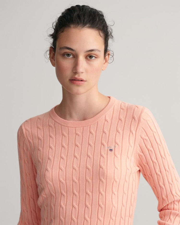 Gant Apparel Womens STRETCH COTTON CABLE C-NECK 832/GUAVA ORANGE