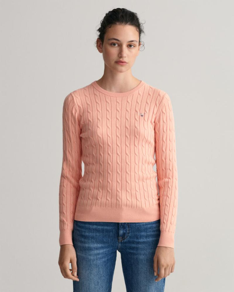 Gant Apparel Womens STRETCH COTTON CABLE C-NECK 832/GUAVA ORANGE
