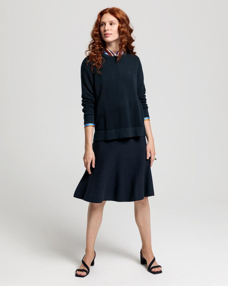 Gant Apparel Womens COTTON PIQUE C-NECK 433/EVENING BLUE