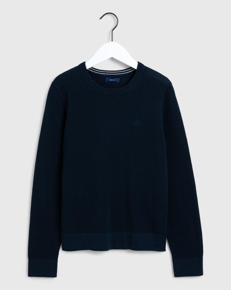 Gant Apparel Womens COTTON PIQUE C-NECK 433/EVENING BLUE