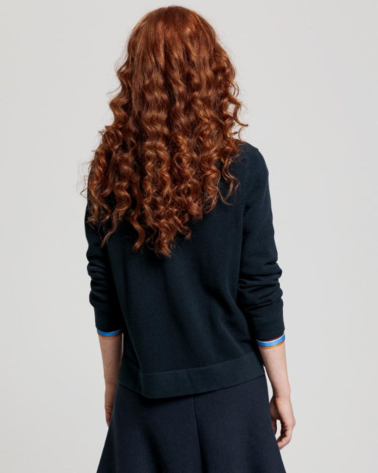 Gant Apparel Womens COTTON PIQUE C-NECK 433/EVENING BLUE