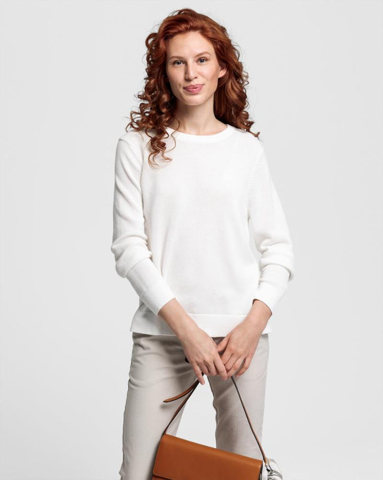 Gant Apparel Womens COTTON PIQUE C-NECK 113/EGGSHELL