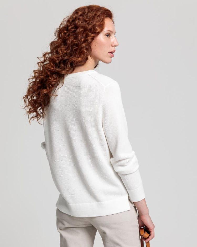 Gant Apparel Womens COTTON PIQUE C-NECK 113/EGGSHELL