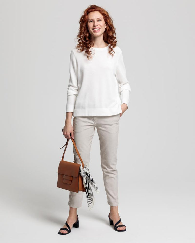 Gant Apparel Womens COTTON PIQUE C-NECK 113/EGGSHELL