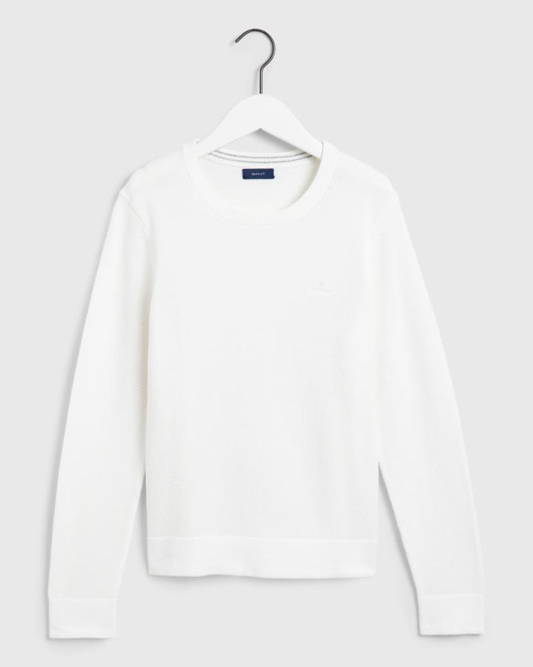 Gant Apparel Womens COTTON PIQUE C-NECK 113/EGGSHELL