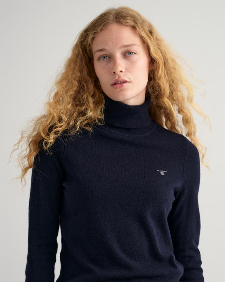Gant Apparel Womens MD. EXTRAFINE LAMBSWOOL ROLLNECK 410/MARINE