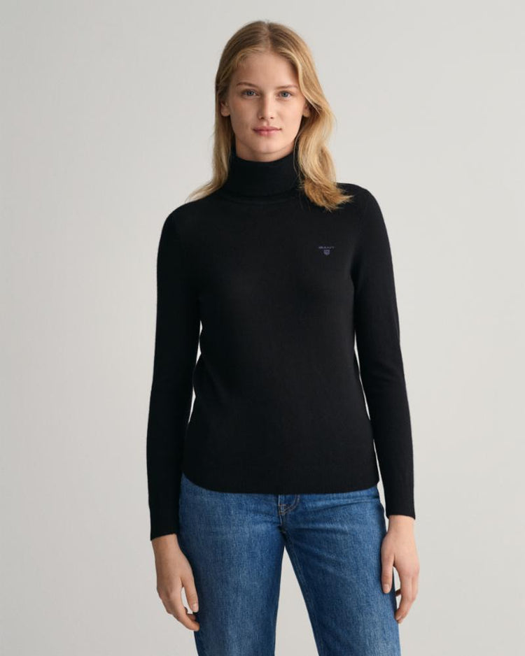 Gant Apparel Womens MD. EXTRAFINE LAMBSWOOL ROLLNECK 5/BLACK